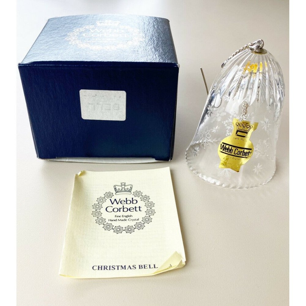Webb Corbett Handmade Lead Crystal Snowflake Bell Ornament made in England NIB